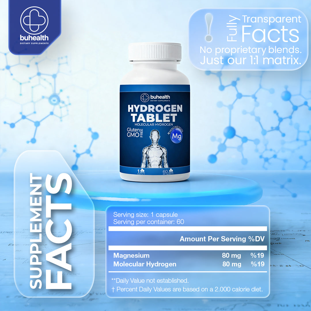 Hydrogen Tablets β Molecular Hydrogen + Magnesium β 60 Tablets β 80mg