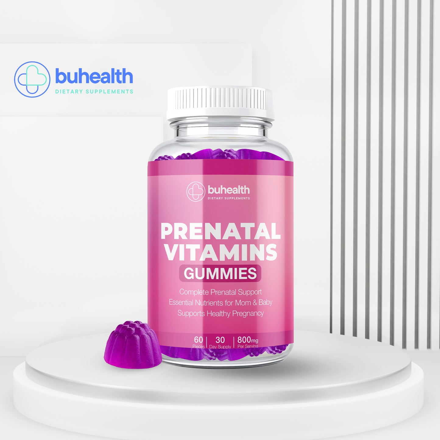 Prenatal Vitamin Gummies – Complete Prenatal Support, Mom & Baby Wellness, 60 Count (30 Day Supply, 800 mg)