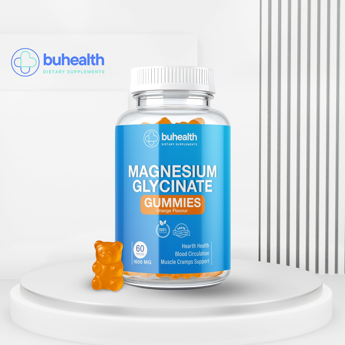 Magnesium Glycinate Gummies – Orange Flavor, 1600mg