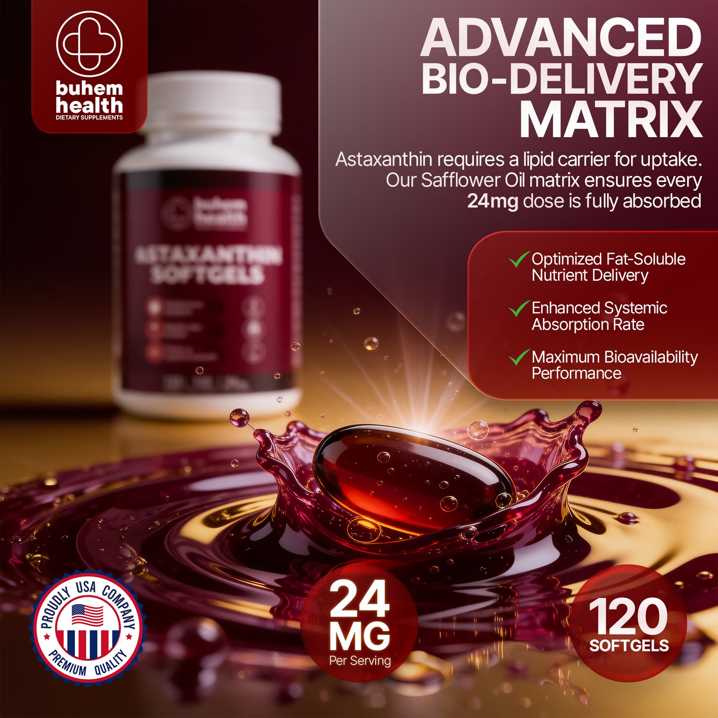 Astaxanthin Softgels 24mg - 120 Count