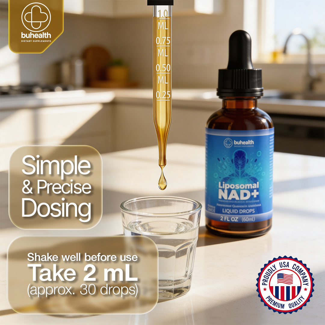 Liposomal NAD+ Liquid Drops | Resveratrol, Quercetin & Urolithin A | 2 FL OZ (60ml) | Formaldehyde-Free, Alcohol-Free, Non-GMO