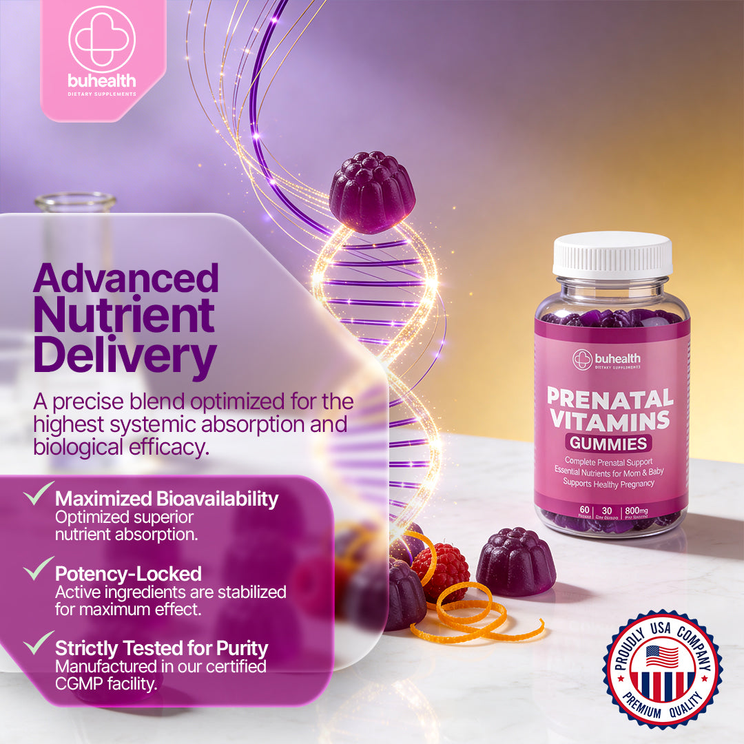 Prenatal Vitamin Gummies – Complete Prenatal Support, Mom & Baby Wellness, 60 Count (30 Day Supply, 800 mg)