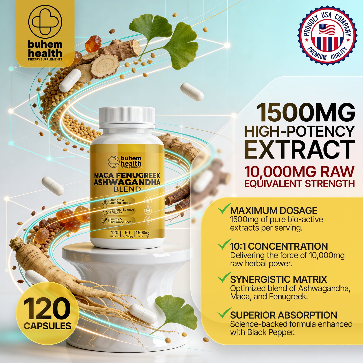 Maca Ashwagandha Blend - 120 Capsules