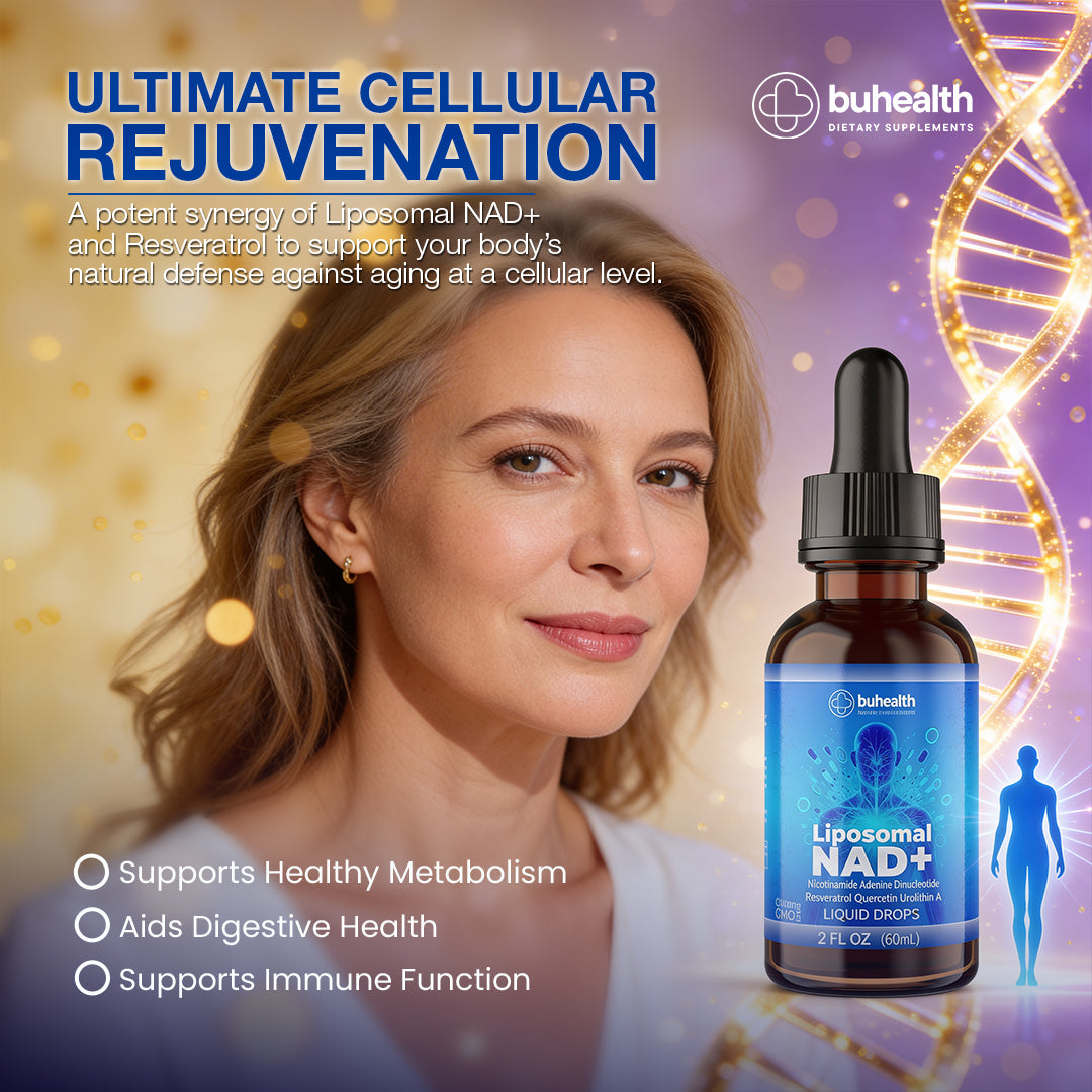 Liposomal NAD+ Liquid Drops | Resveratrol, Quercetin & Urolithin A | 2 FL OZ (60ml) | Formaldehyde-Free, Alcohol-Free, Non-GMO