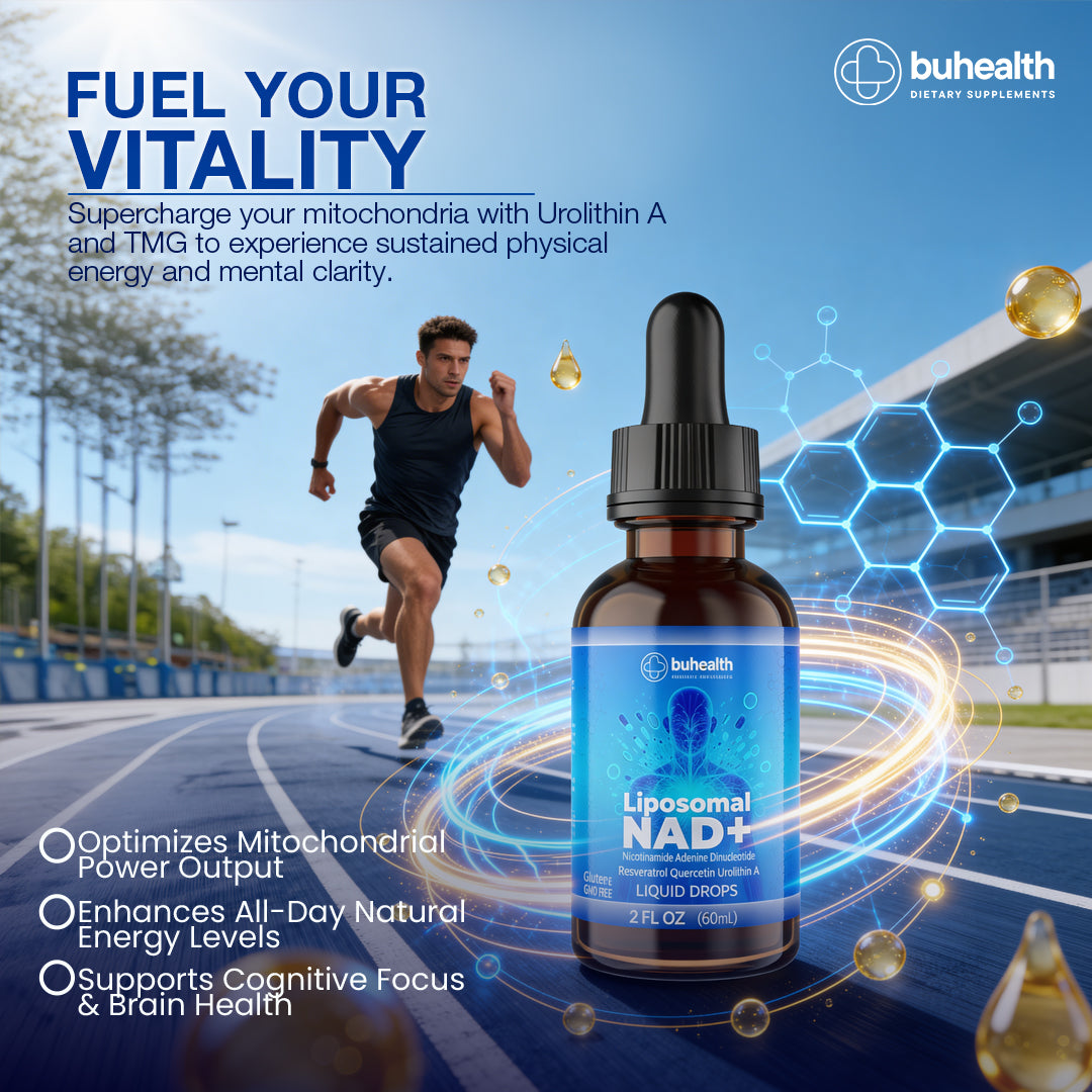 Liposomal NAD+ Liquid Drops | Resveratrol, Quercetin & Urolithin A | 2 FL OZ (60ml) | Formaldehyde-Free, Alcohol-Free, Non-GMO