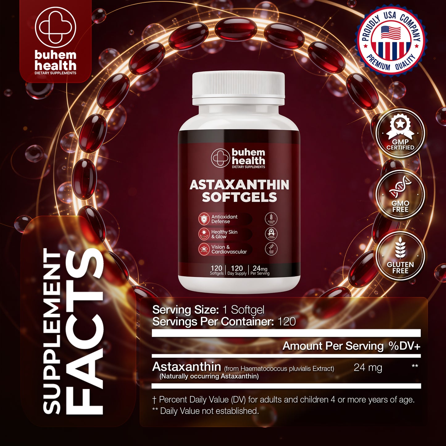 Astaxanthin Softgels 24mg - 120 Count