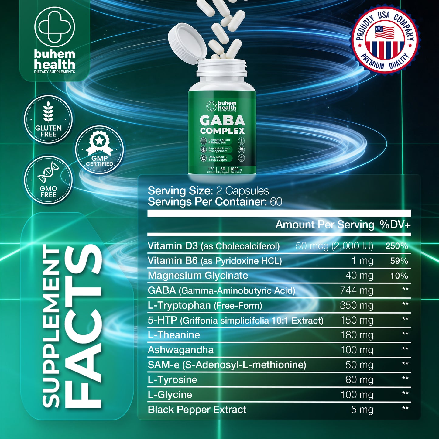 GABA Complex 1800mg - 120 Capsules