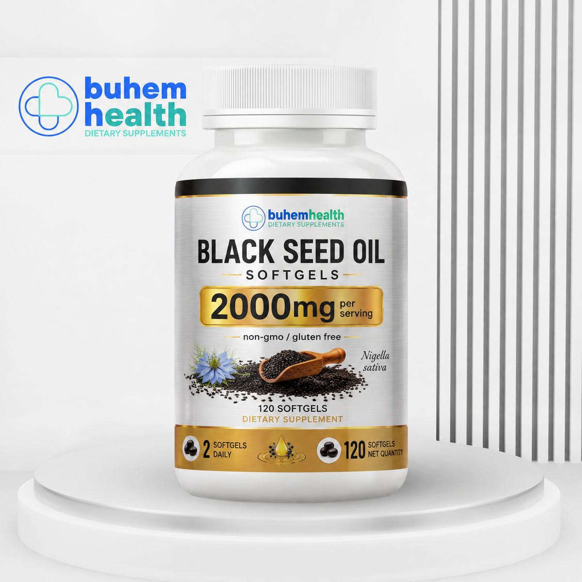 Black Seed Oil Softgels 1000mg - 120 Ct Cold Pressed