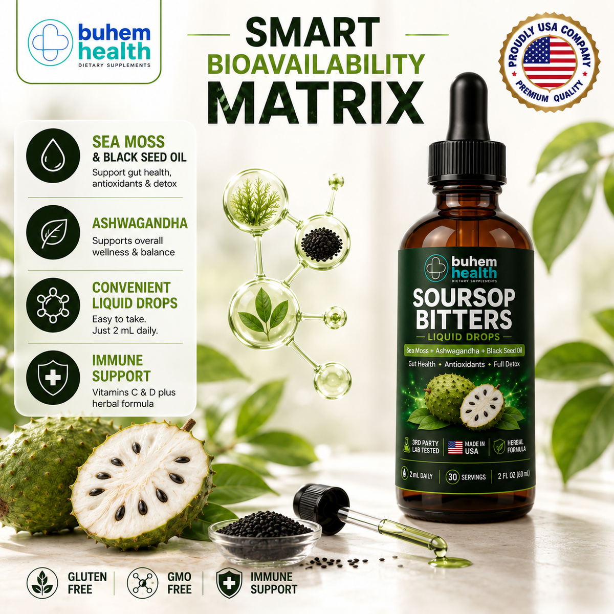 Soursop Bitters Liquid Drops 2 fl oz | Graviola