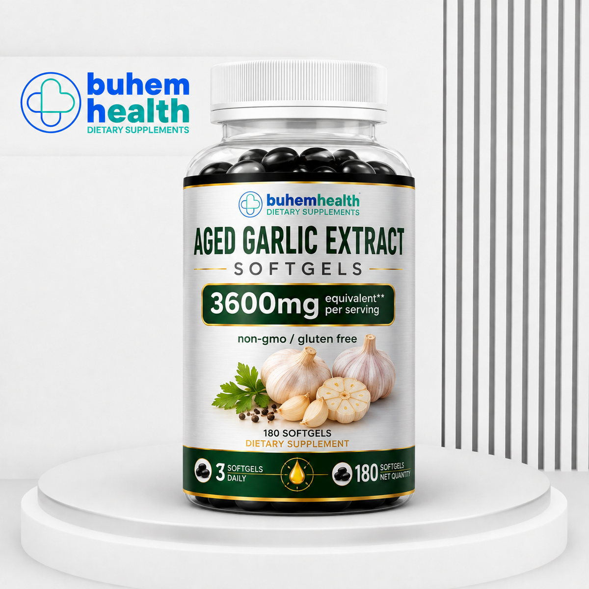 Aged Garlic Extract Softgels 3600mg - 180 Ct | Odorless