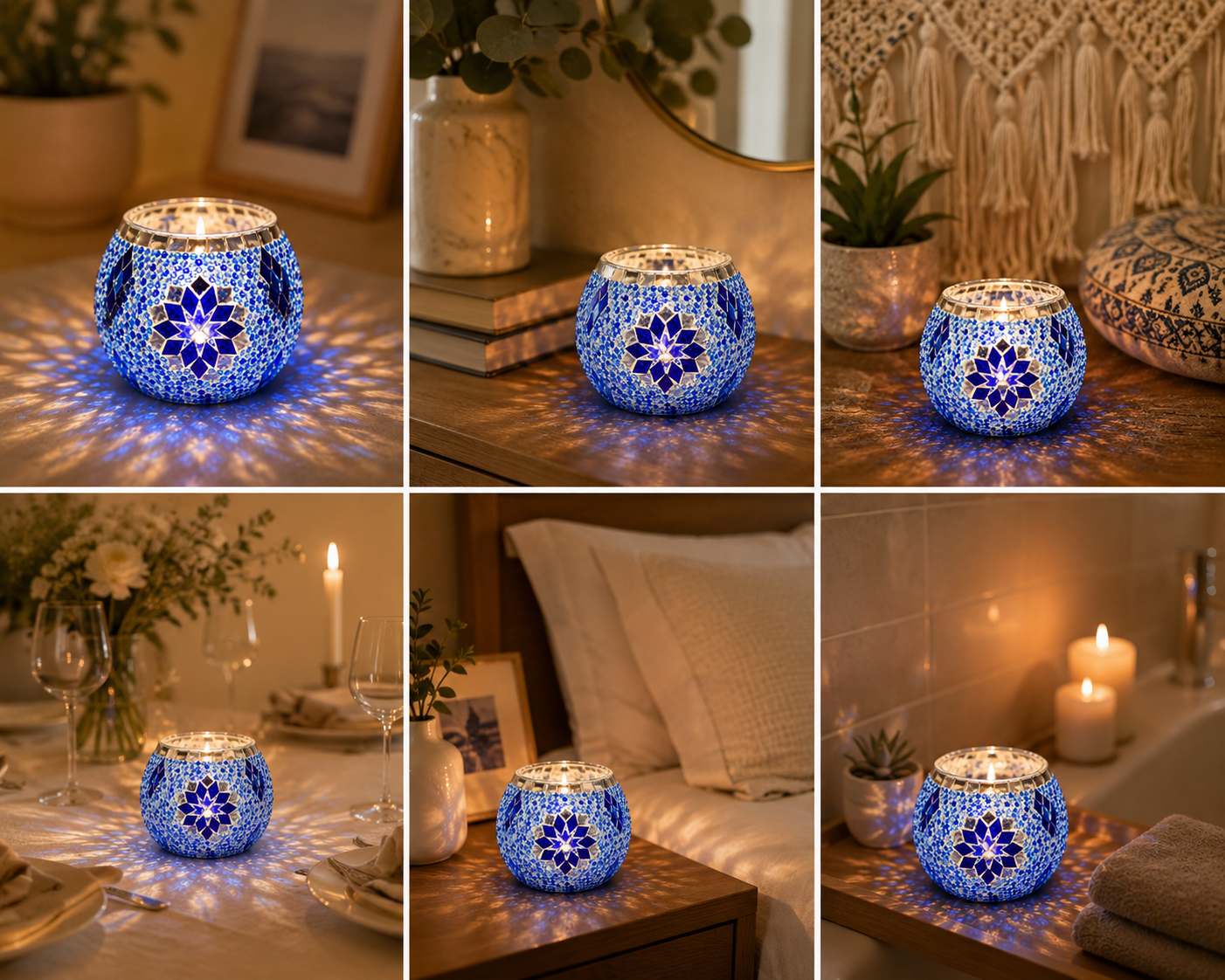 Buhem Light Candle Holder Tea Lights - Glass Candle Holders, Mosaic Tealight Candle Holder, Candle Jar Cup for Wedding Centerpiece Party Table Decorations