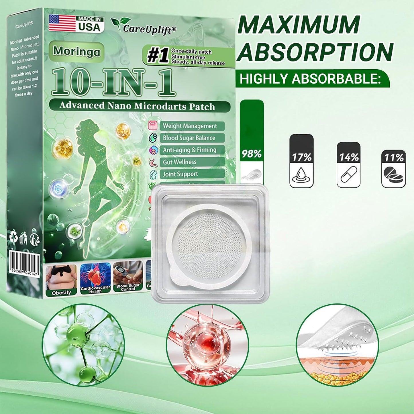 Motions 10-in-1 Advanced Microdarts Nano Patches, 30 Count – Up to 72-Hour Wellness Support