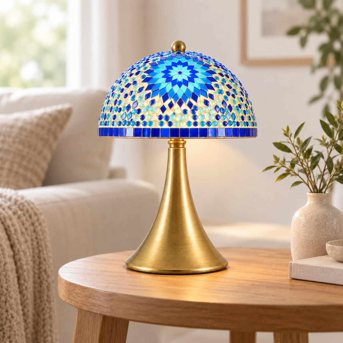 Mushroom Lamp Blue-Turkish Mosaic Lamp