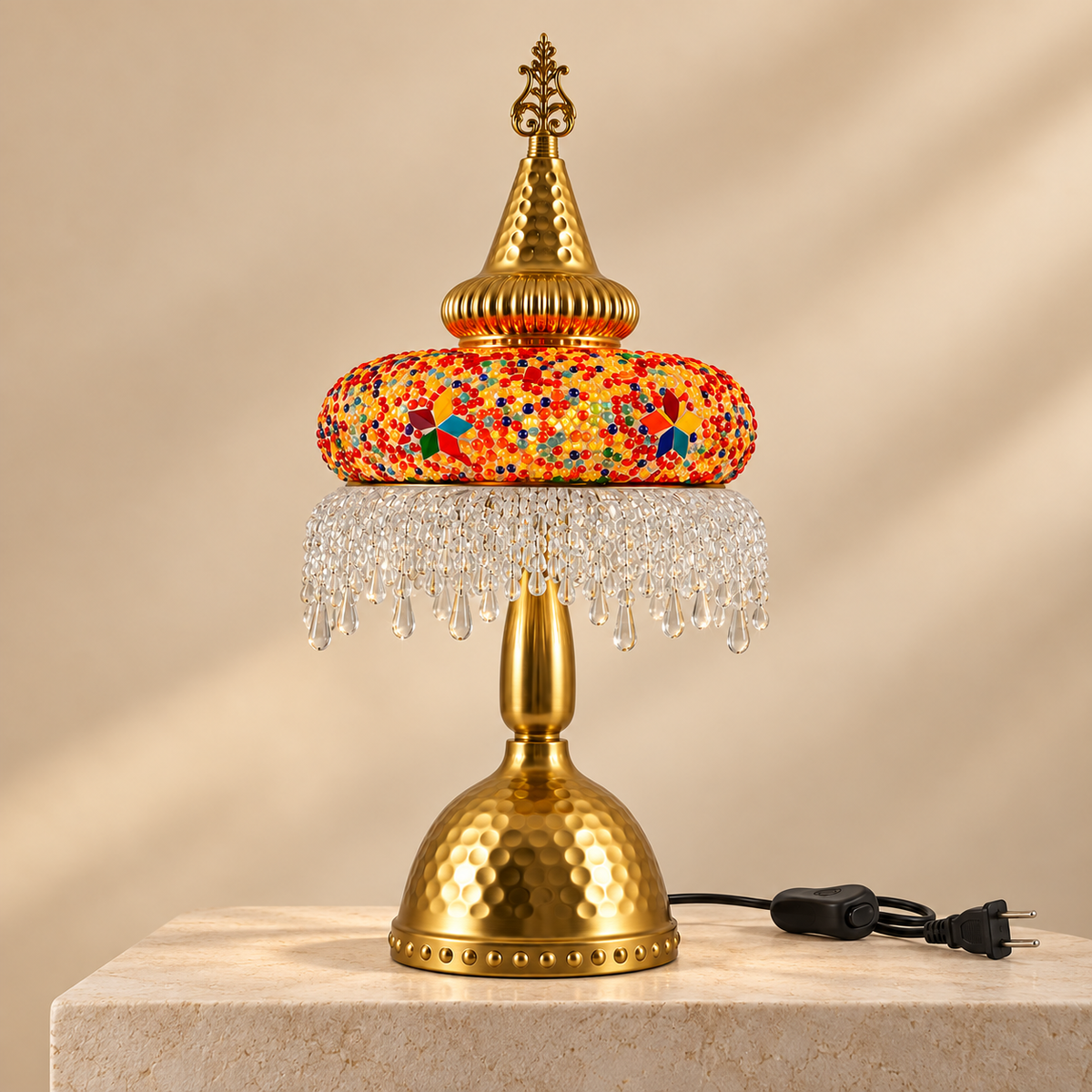 Fringe Lamp Orange -Turkish Mosaic Lamp
