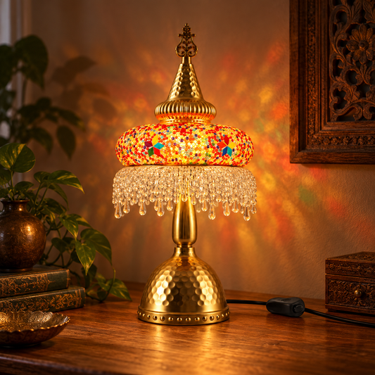 Fringe Lamp Orange -Turkish Mosaic Lamp