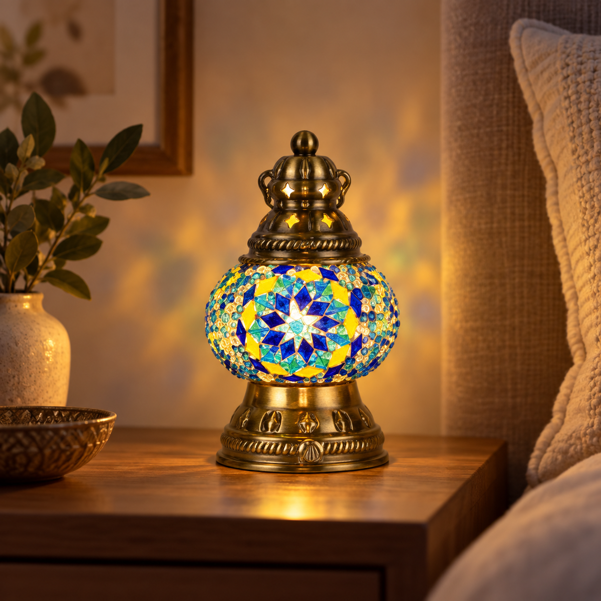 Lantern Lamp Multicolor-Turkish Mosaic Table Lamp