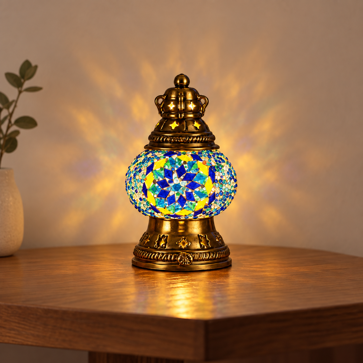 Lantern Lamp Multicolor-Turkish Mosaic Table Lamp