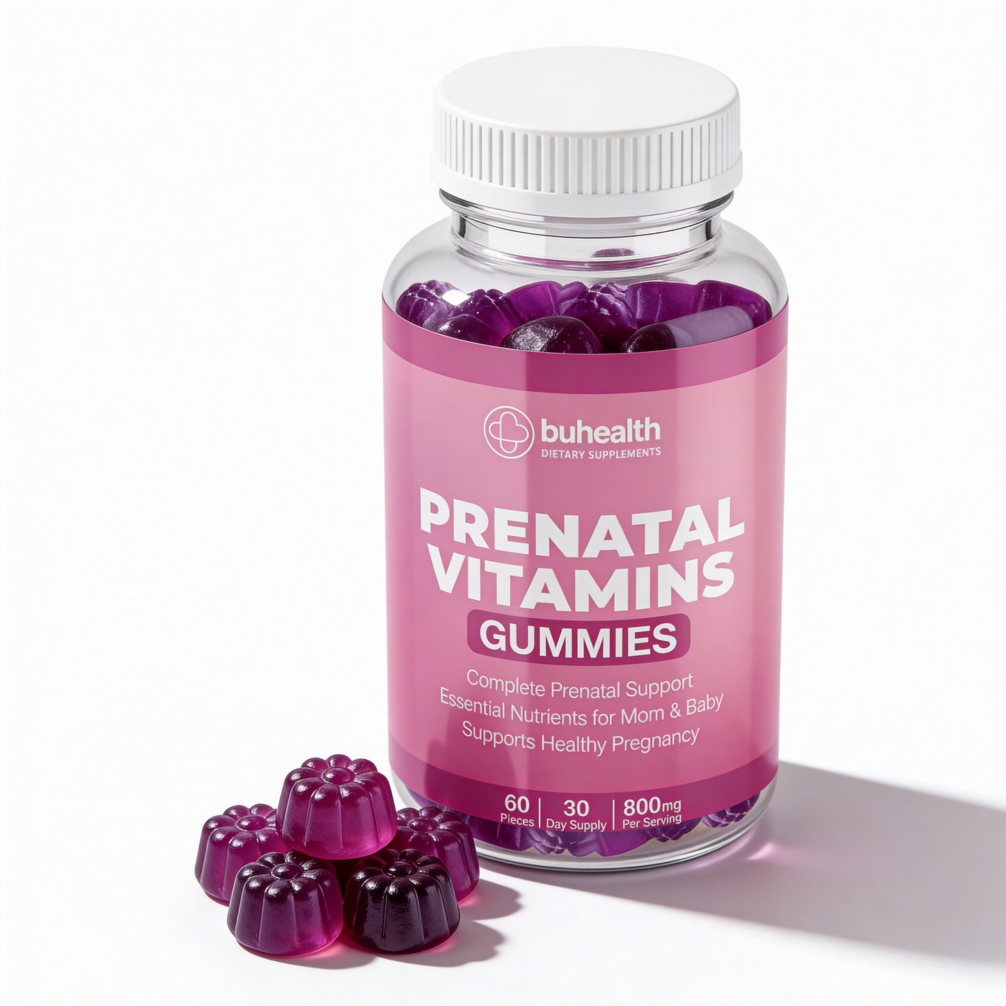 Prenatal Vitamin Gummies – Complete Prenatal Support, Mom & Baby Wellness, 60 Count (30 Day Supply, 800 mg)