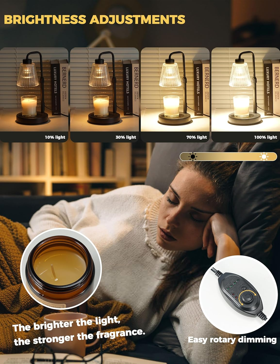 Elegant Candle Warmer Lamp with Timer & Dimmable Light – Stylish Home Décor Gift