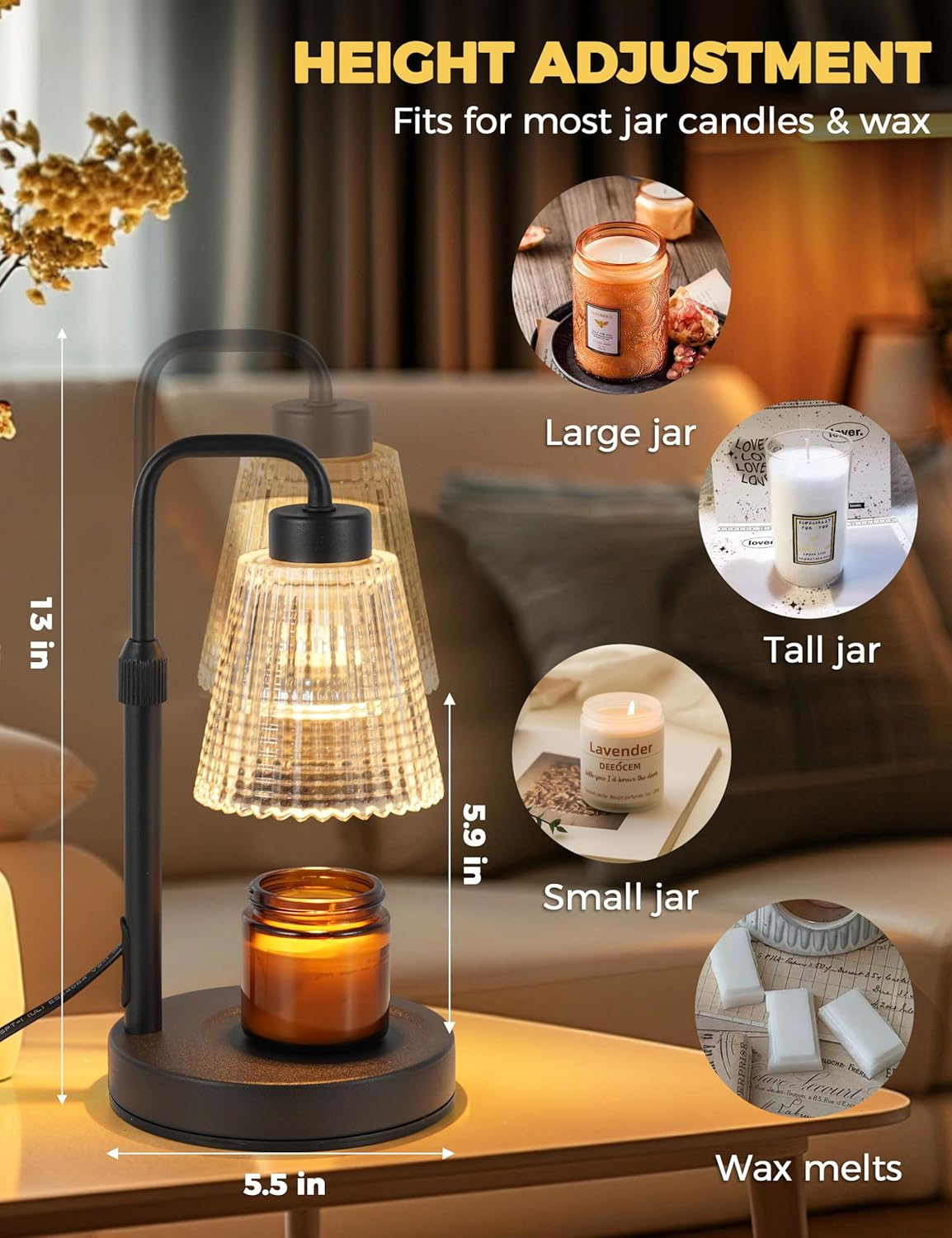 Elegant Candle Warmer Lamp with Timer & Dimmable Light – Stylish Home Décor Gift