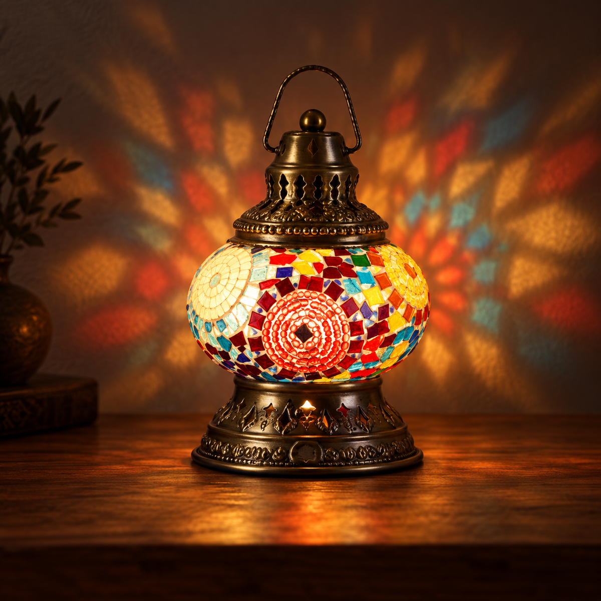 Lantern Lamp Red-Turkish Mosaic Table Lamp