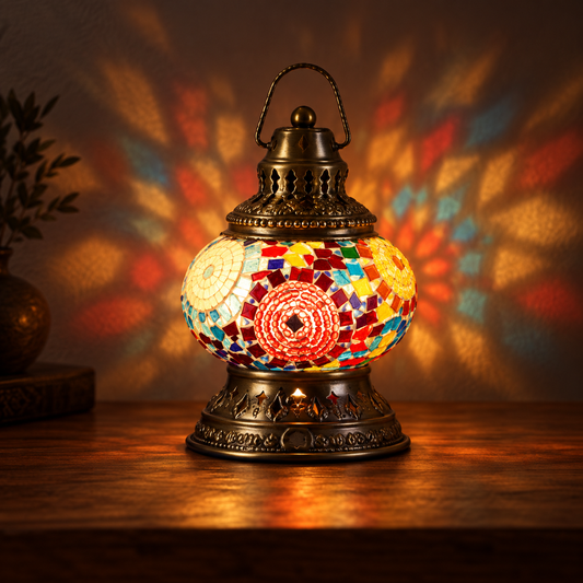 Lantern Lamp Red-Turkish Mosaic Table Lamp