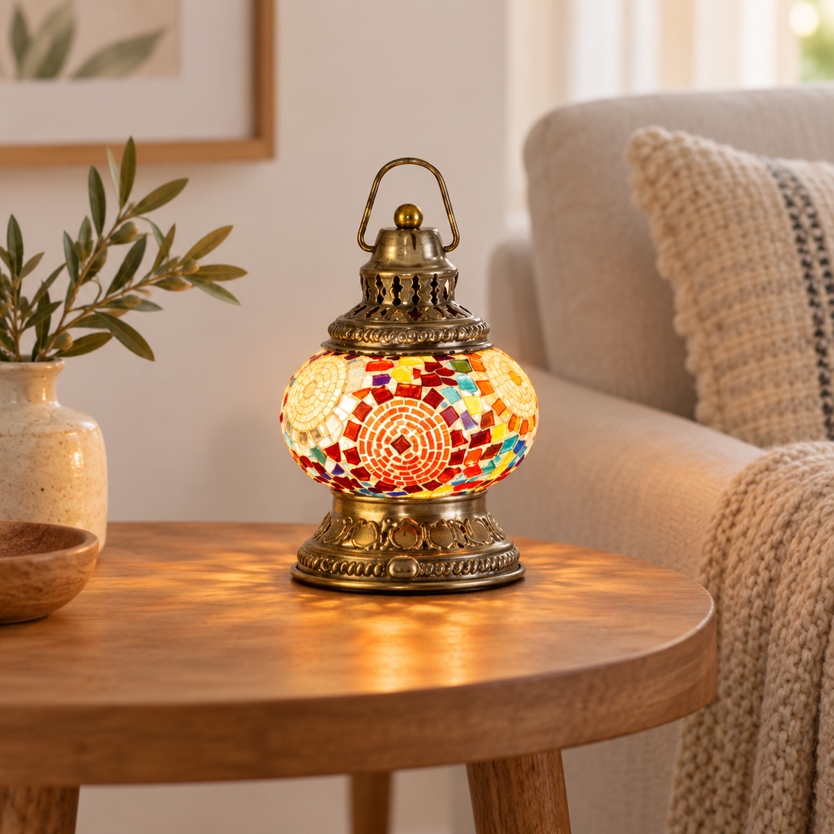 Lantern Lamp Red-Turkish Mosaic Table Lamp